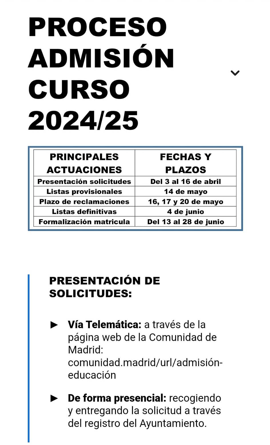 proceso de admisión