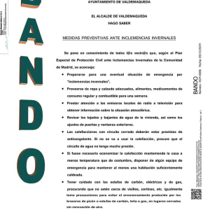 Bando: Medidas preventivas ante inclemencias invernales