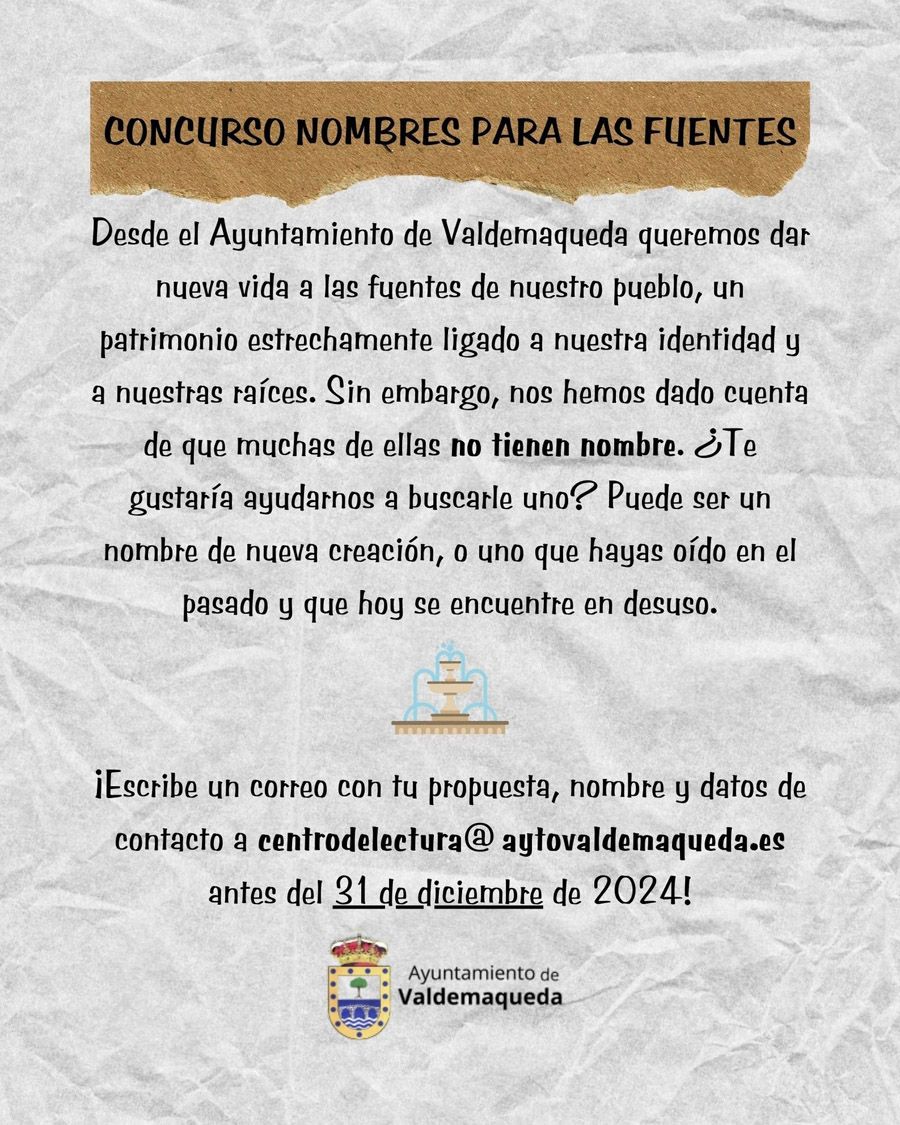 Concurso Nombres para fuentes de Valdemaqueda