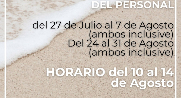 Aviso del Centro de lectura Carmen Crespo. Horario julio y agosto 2026