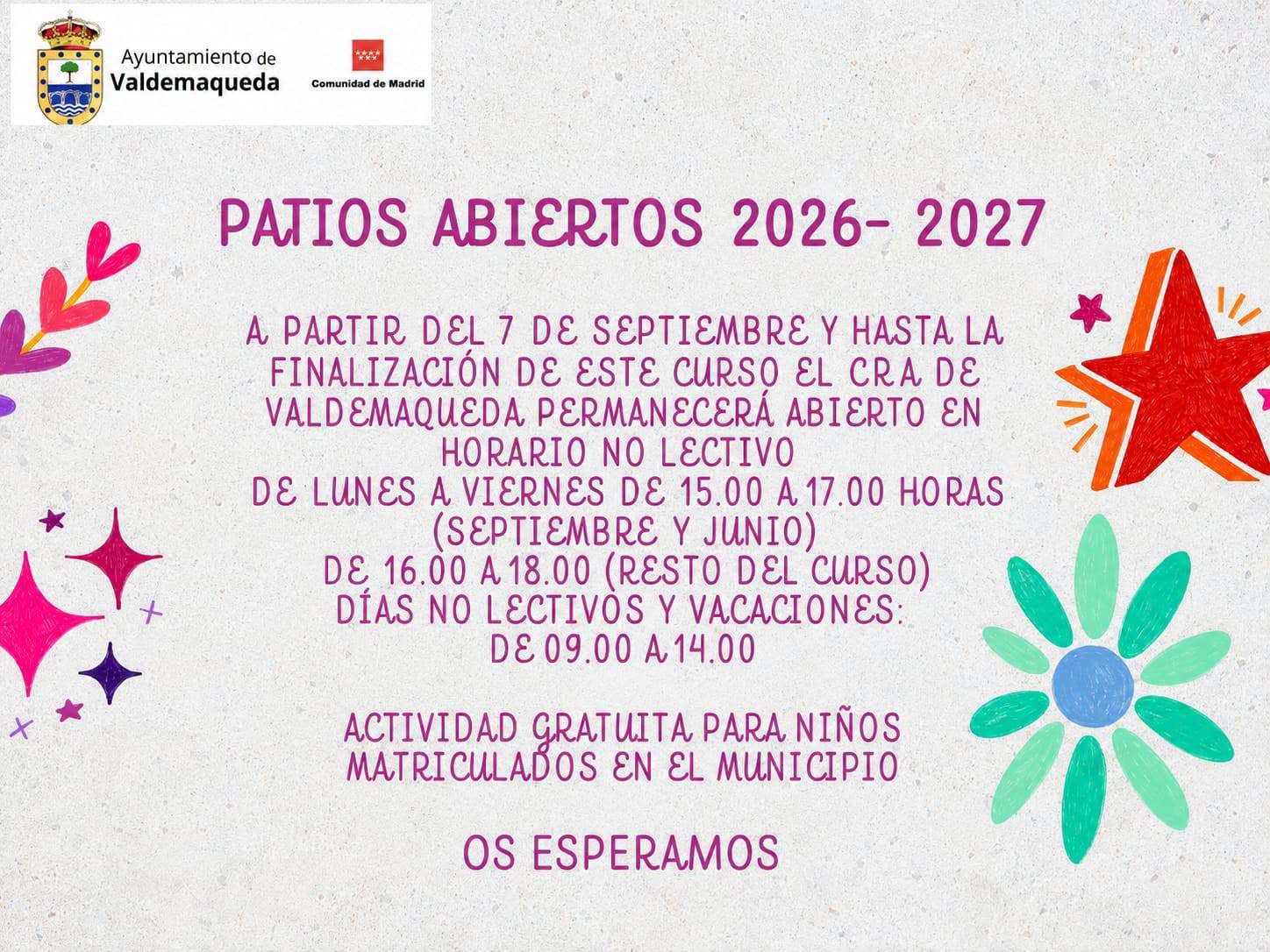 Patios abiertos curso 2026-27