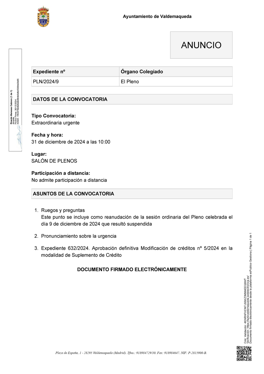 20241230 Comunicación Anuncio de la convocatoria