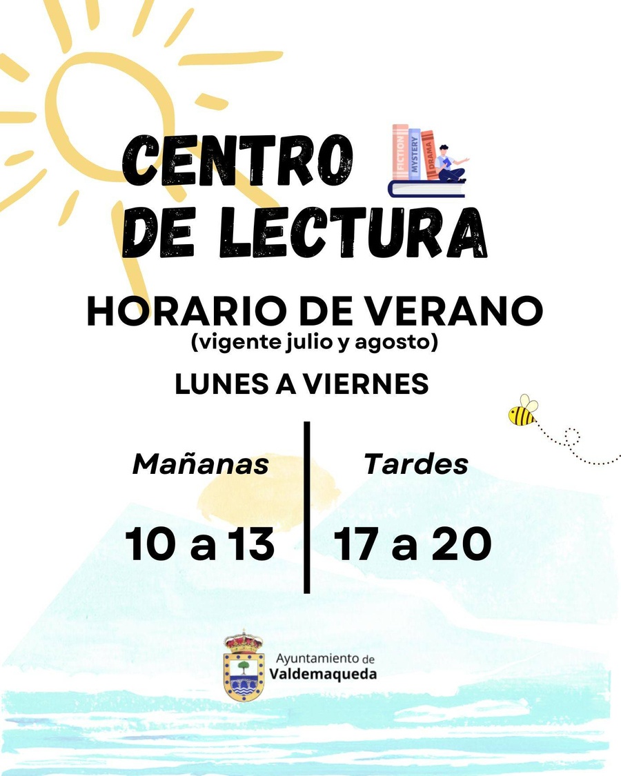 Horario de verano 2025 Centro de lectura Valdemaqueda