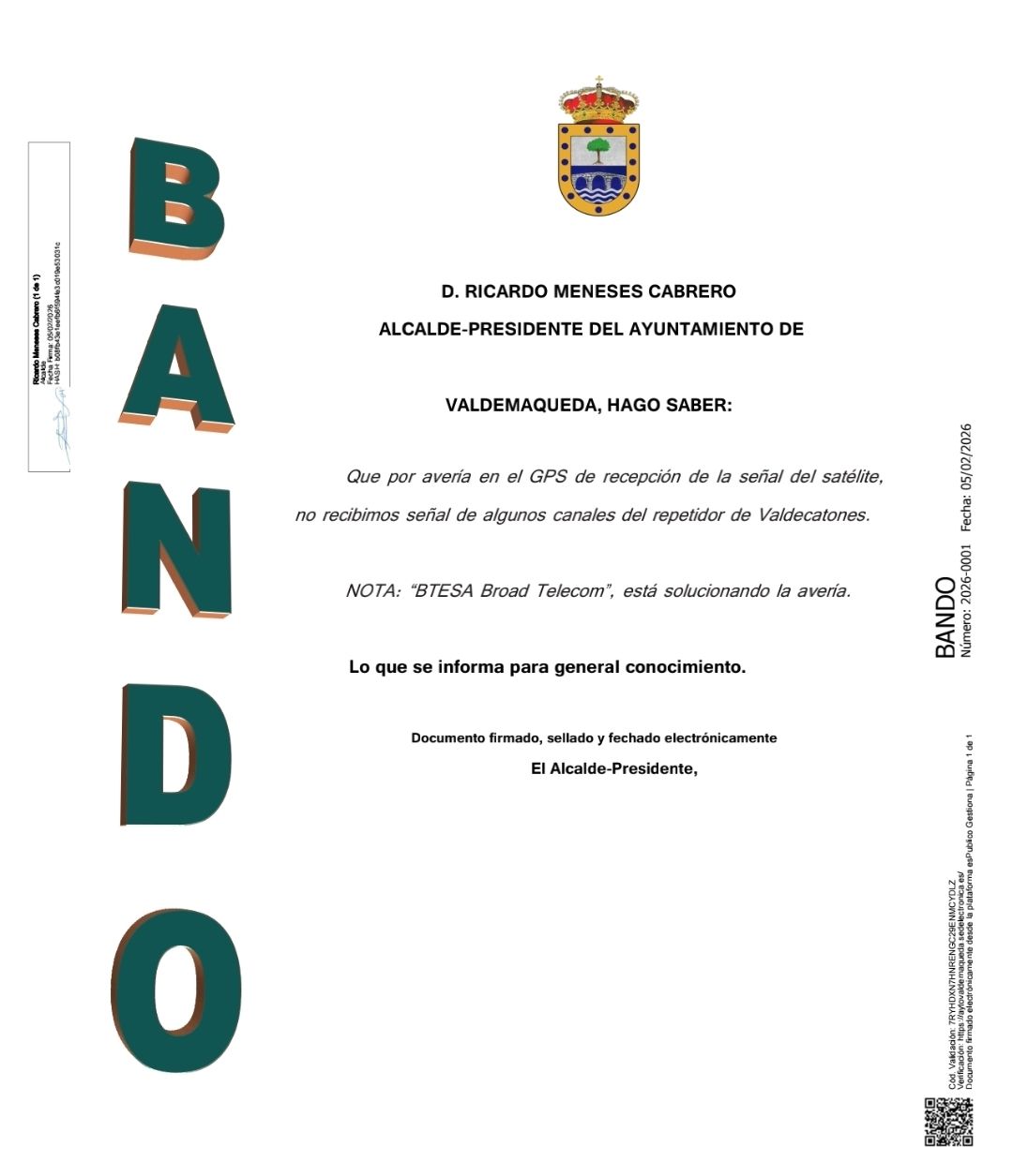 Bando averia repetidor