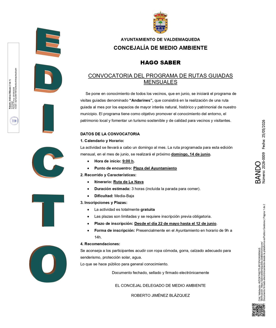 Programa rutas guiadas mensuales
