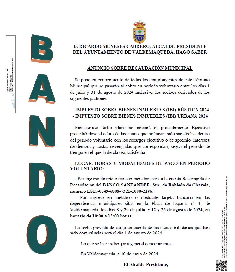 20240610 BANDO RECAUDACIÓN IBI RÚSTICA Y URBANA 2024
